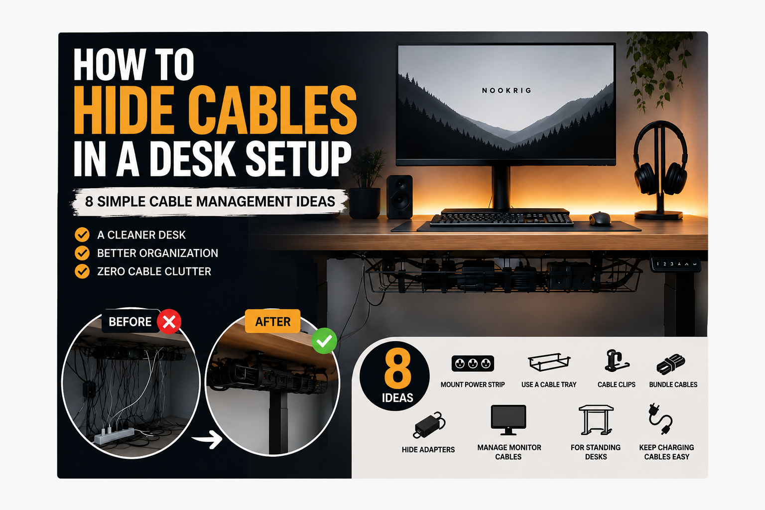 How to Hide Cables in a Desk Setup: 8 Simple Cable Management Ideas